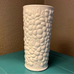 Vintage Vitrock Milk Glass Grape Motif Vase